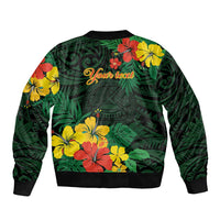 American Samoa Manu'atele Personalized Sleeve Zip Bomber Jacket Manua Island Hibiscus Flowers
