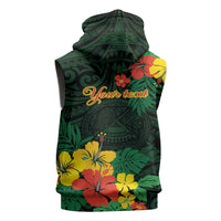 American Samoa Manu'atele Personalized Sleeveless Hoodie Manua Island Hibiscus Flowers - Polynesian Pride