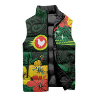 American Samoa Manu'atele Personalized Sleeveless Puffer Jacket Manua Island Hibiscus Flowers - Polynesian Pride