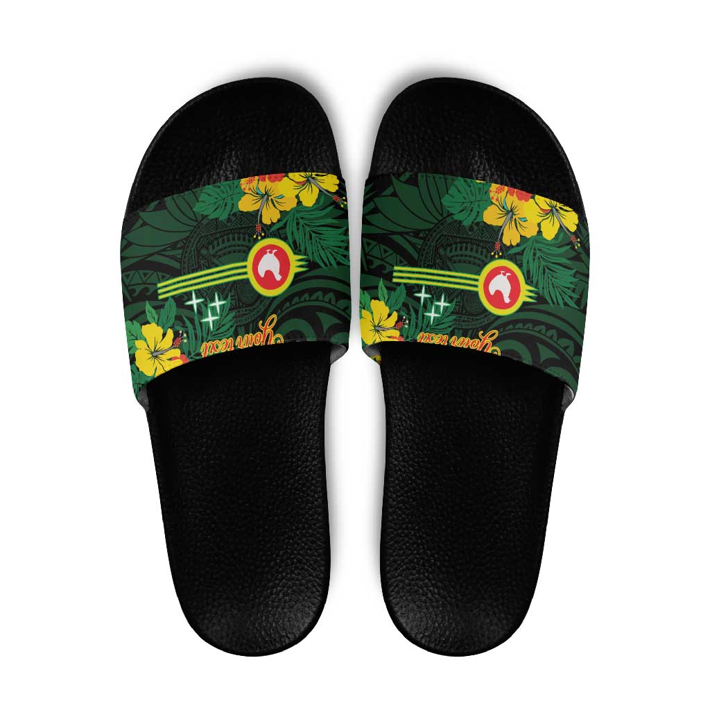 American Samoa Manu'atele Personalized Slide Sandals Manua Island Hibiscus Flowers - Polynesian Pride