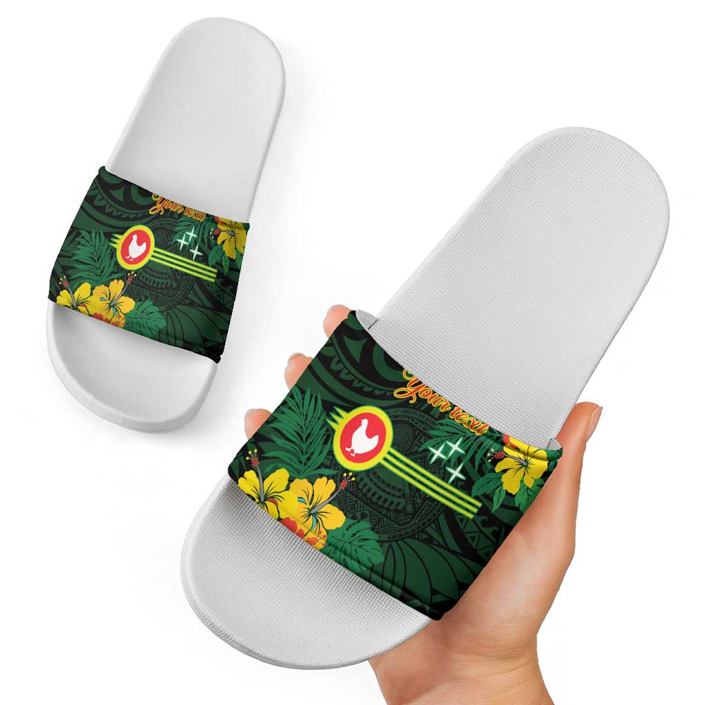 American Samoa Manu'atele Personalized Slide Sandals Manua Island Hibiscus Flowers - Polynesian Pride