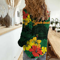 American Samoa Manu'atele Personalized Women Casual Shirt Manua Island Hibiscus Flowers