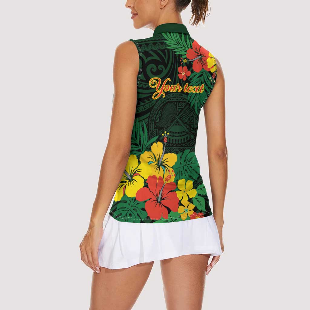 American Samoa Manu'atele Personalized Women Sleeveless Polo Shirt Manua Island Hibiscus Flowers