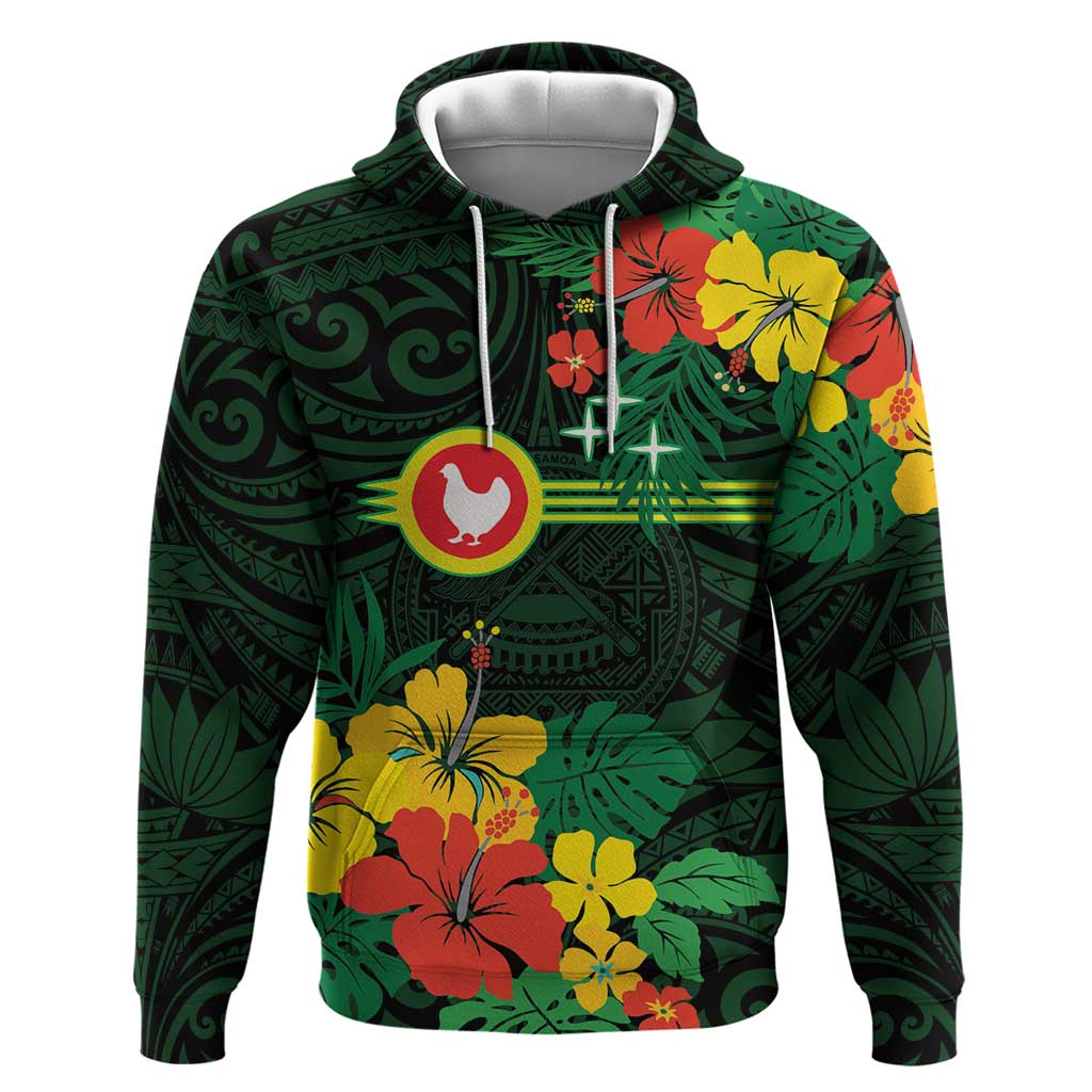 American Samoa Manu'atele Personalized Zip Hoodie Manua Island Hibiscus Flowers