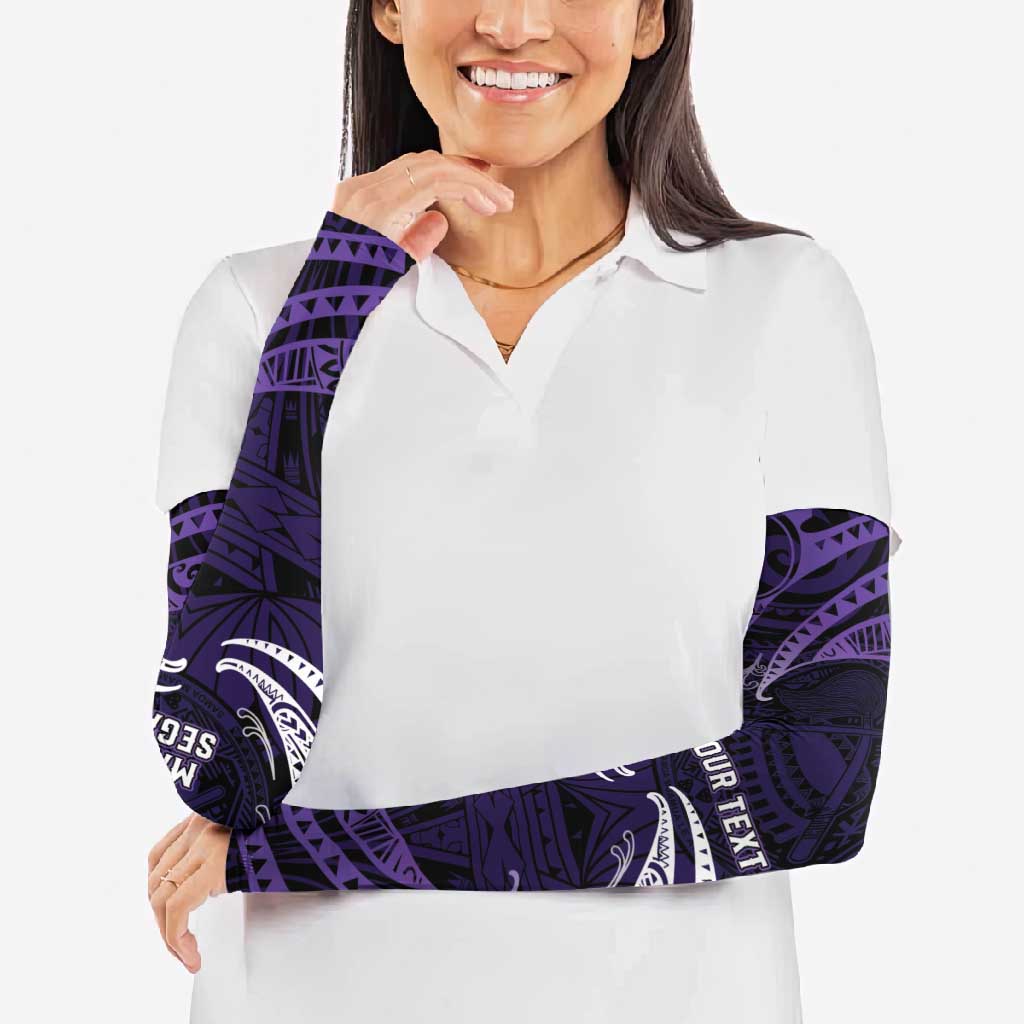 Manua Segaula American Samoa High School Personalized Arm Sleeves Polynesian Wave Style - Polynesian Pride