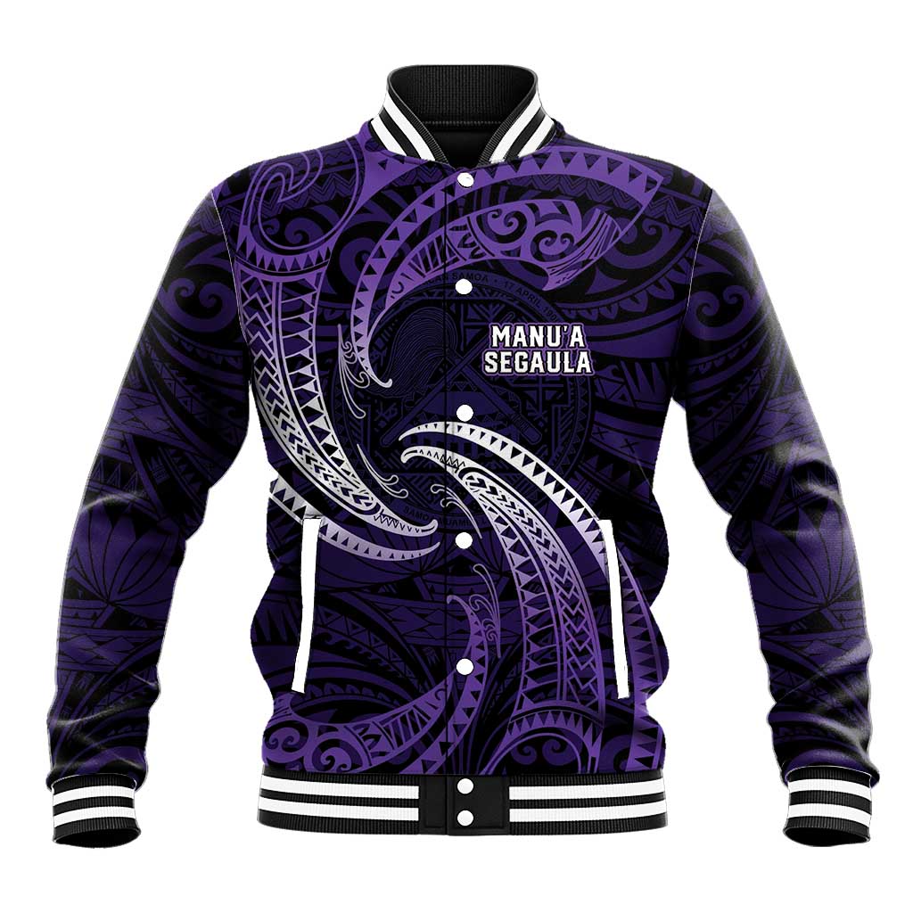 Manua Segaula American Samoa High School Personalized Baseball Jacket Polynesian Wave Style LT9 Unisex Purple - Polynesian Pride