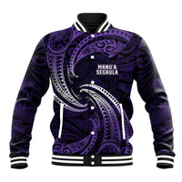 Manua Segaula American Samoa High School Personalized Baseball Jacket Polynesian Wave Style LT9 Unisex Purple - Polynesian Pride
