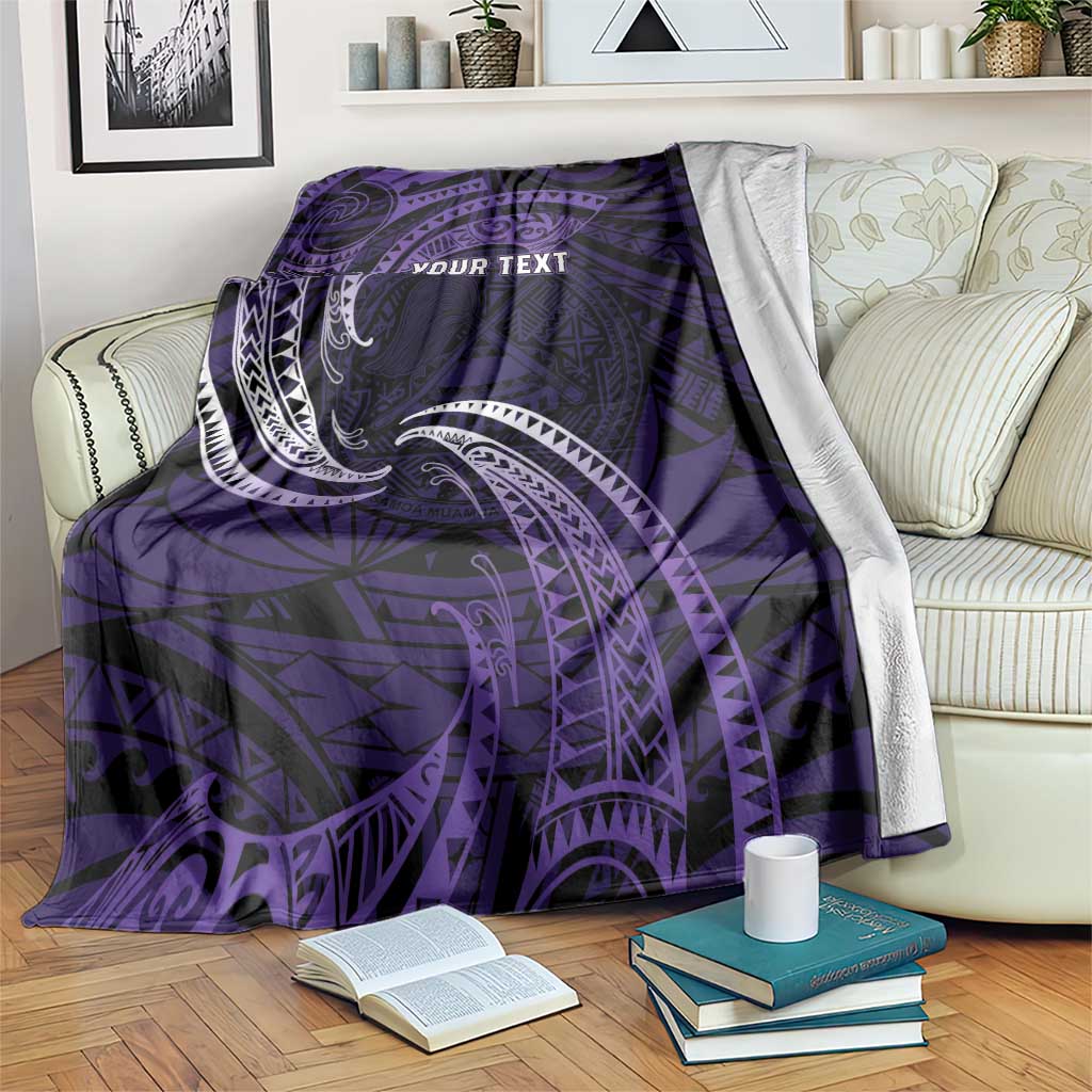 Manua Segaula American Samoa High School Personalized Blanket Polynesian Wave Style