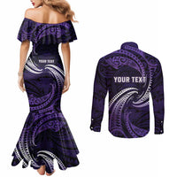 Manua Segaula American Samoa High School Personalized Couples Matching Mermaid Dress and Long Sleeve Button Shirt Polynesian Wave Style LT9 - Polynesian Pride