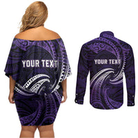 Manua Segaula American Samoa High School Personalized Couples Matching Off Shoulder Short Dress and Long Sleeve Button Shirt Polynesian Wave Style LT9 - Polynesian Pride