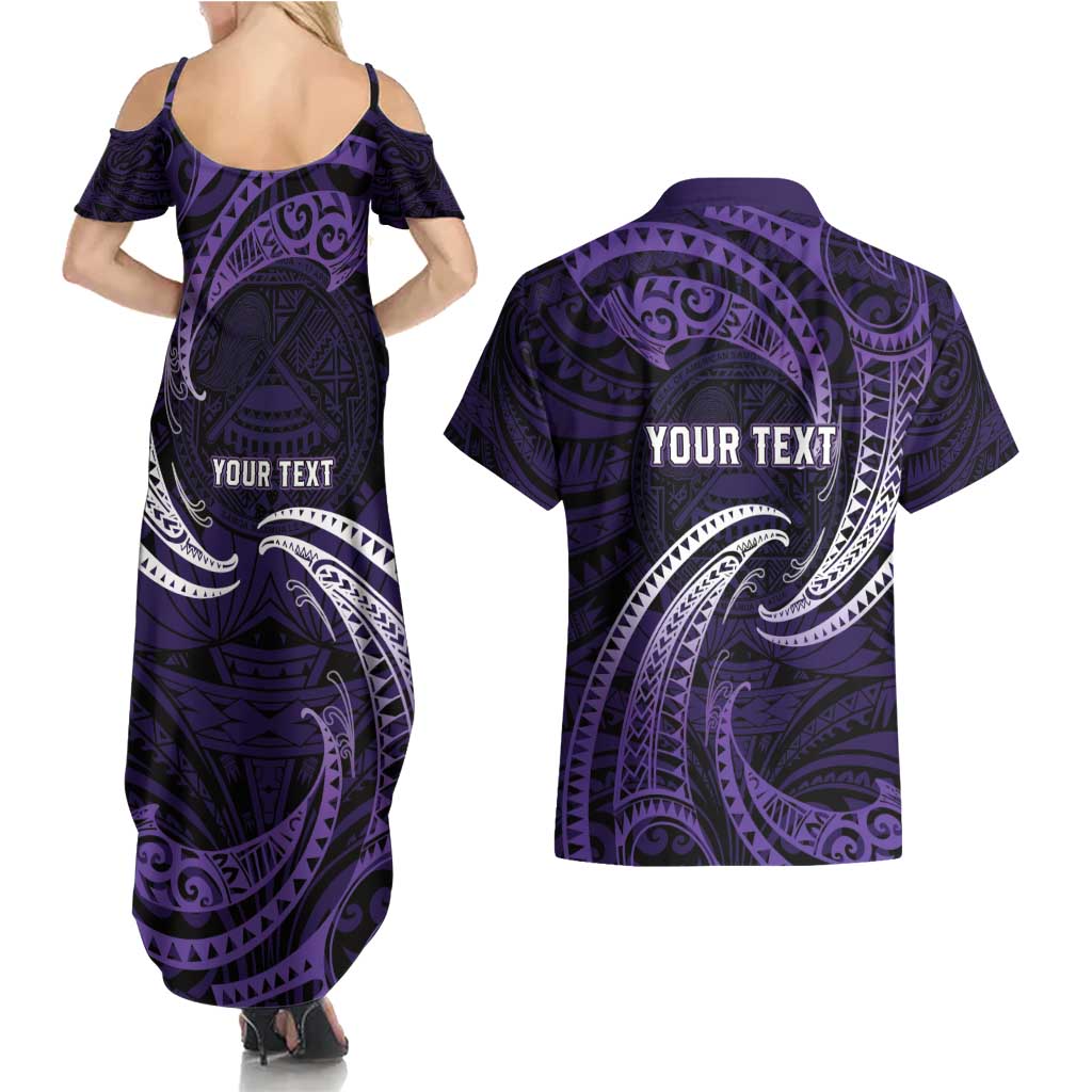 Manua Segaula American Samoa High School Personalized Couples Matching Summer Maxi Dress and Hawaiian Shirt Polynesian Wave Style LT9 - Polynesian Pride