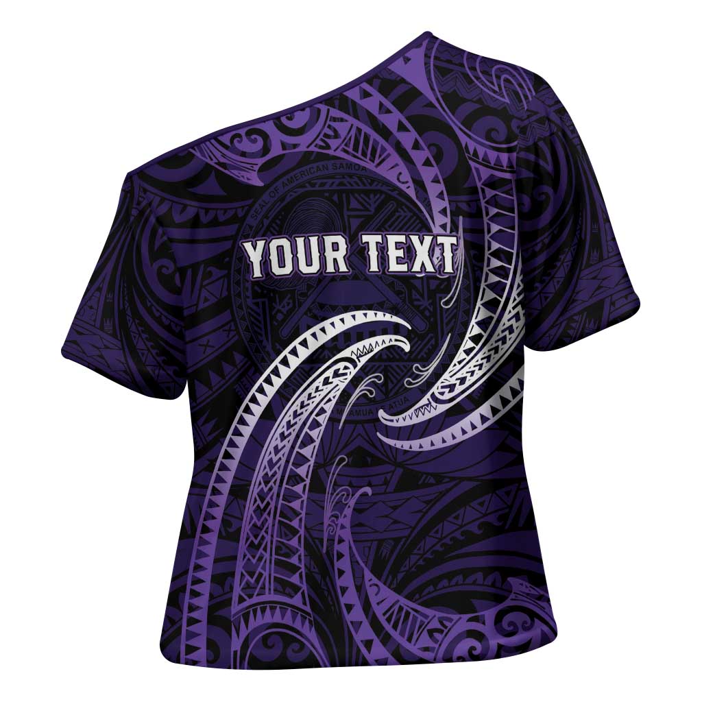 Manua Segaula American Samoa High School Personalized Cross Shoulder Shirt Polynesian Wave Style - Polynesian Pride
