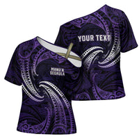 Manua Segaula American Samoa High School Personalized Cross Shoulder Shirt Polynesian Wave Style - Polynesian Pride
