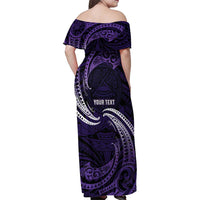 Manua Segaula American Samoa High School Personalized Family Matching Off Shoulder Maxi Dress and Hawaiian Shirt Polynesian Wave Style