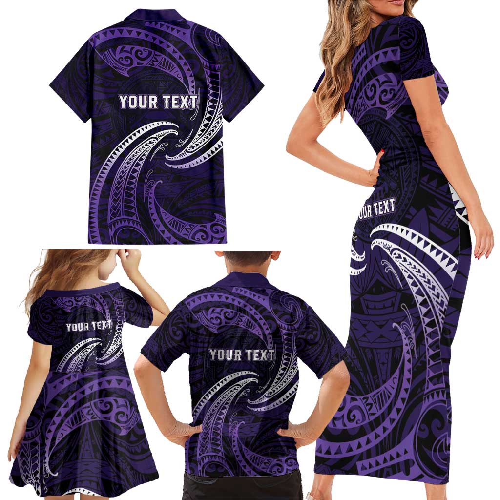 Manua Segaula American Samoa High School Personalized Family Matching Short Sleeve Bodycon Dress and Hawaiian Shirt Polynesian Wave Style