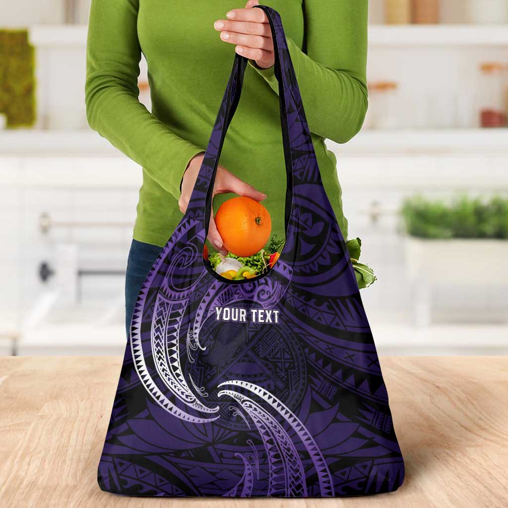 Manua Segaula American Samoa High School Personalized Grocery Bag Polynesian Wave Style