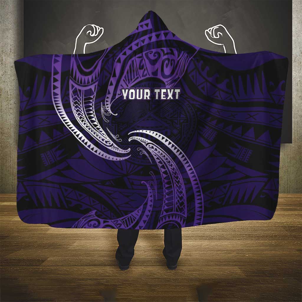 Manua Segaula American Samoa High School Personalized Hooded Blanket Polynesian Wave Style