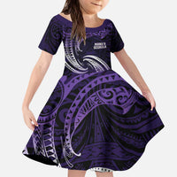Manua Segaula American Samoa High School Personalized Kid Short Sleeve Dress Polynesian Wave Style LT9 KID Purple - Polynesian Pride