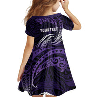 Manua Segaula American Samoa High School Personalized Kid Short Sleeve Dress Polynesian Wave Style LT9 - Polynesian Pride