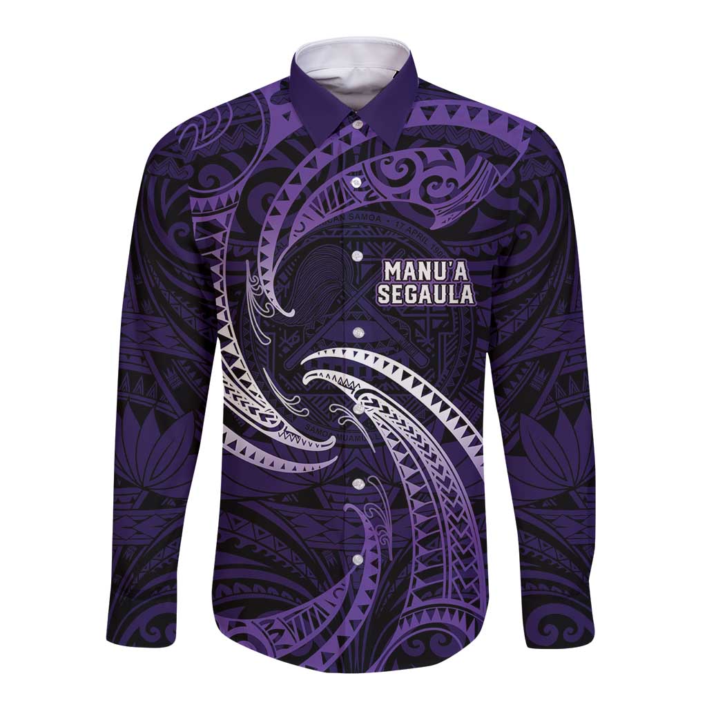Manua Segaula American Samoa High School Personalized Long Sleeve Button Shirt Polynesian Wave Style LT9 Unisex Purple - Polynesian Pride