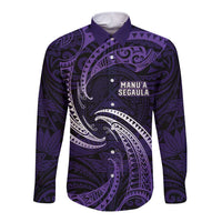 Manua Segaula American Samoa High School Personalized Long Sleeve Button Shirt Polynesian Wave Style LT9 Unisex Purple - Polynesian Pride