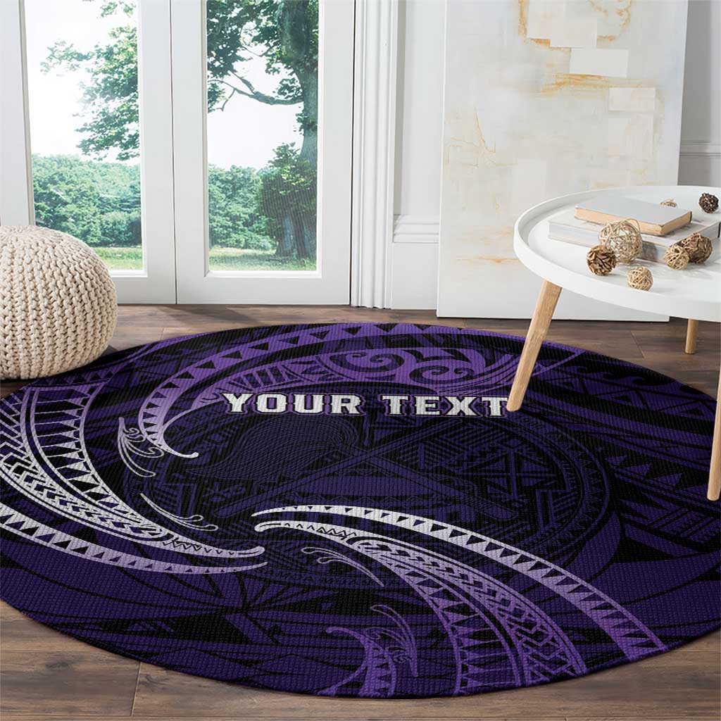 Manua Segaula American Samoa High School Personalized Round Carpet Polynesian Wave Style