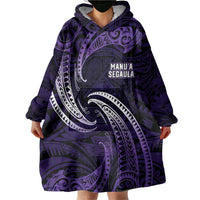 Manua Segaula American Samoa High School Personalized Wearable Blanket Hoodie Polynesian Wave Style LT9 - Polynesian Pride