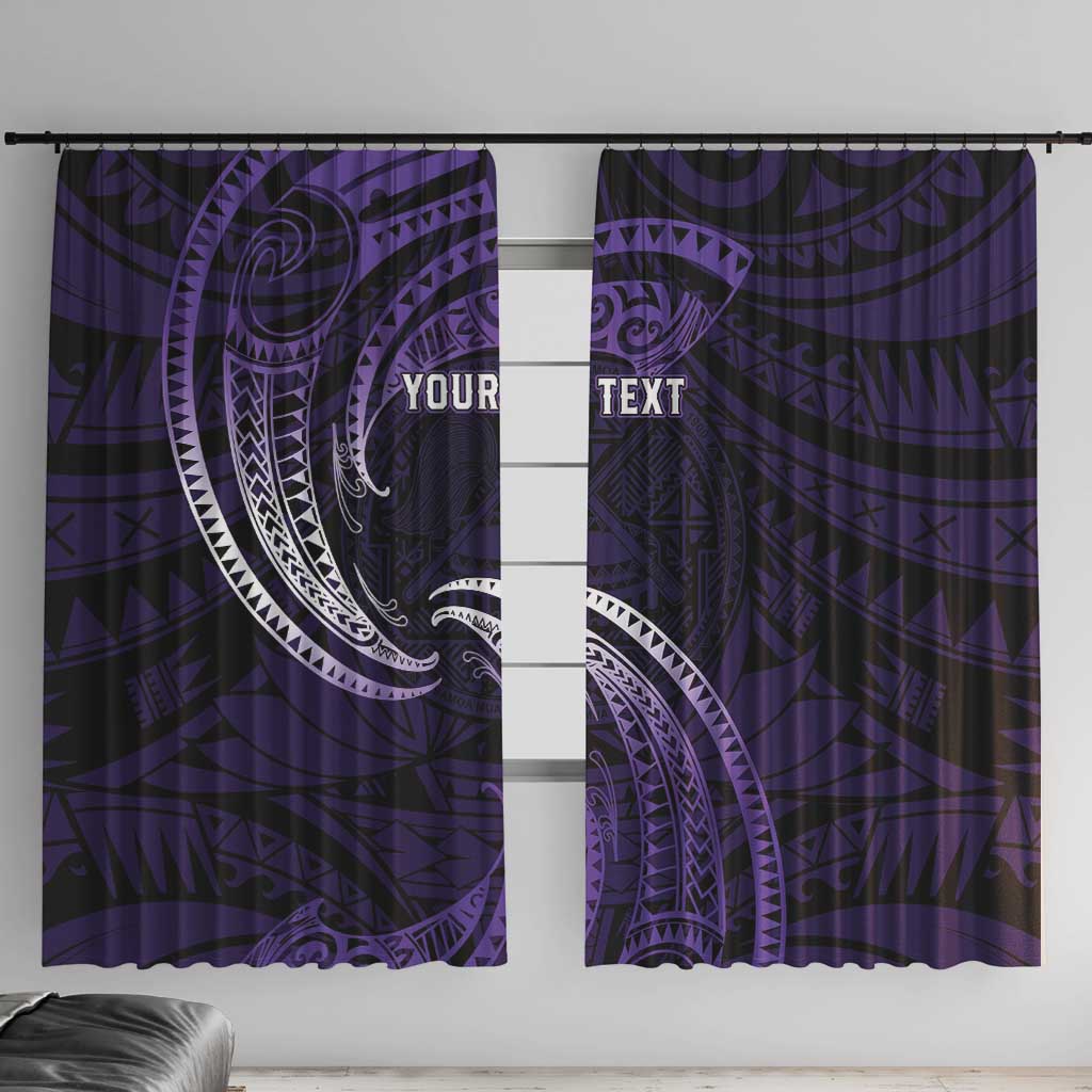 Manua Segaula American Samoa High School Personalized Window Curtain Polynesian Wave Style