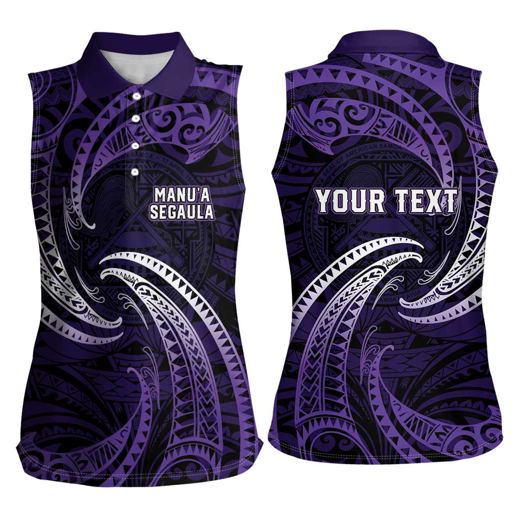 Manua Segaula American Samoa High School Personalized Women Sleeveless Polo Shirt Polynesian Wave Style