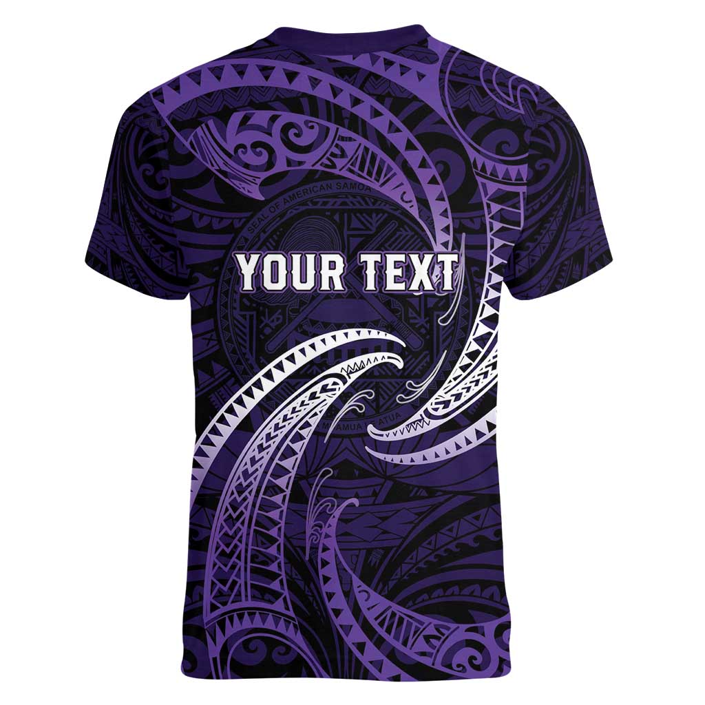 Manua Segaula American Samoa High School Personalized Women V-Neck T-Shirt Polynesian Wave Style