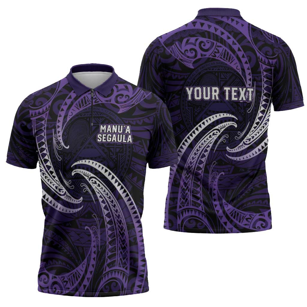 Manua Segaula American Samoa High School Personalized Zipper Polo Shirt Polynesian Wave Style LT9 - Polynesian Pride