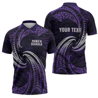 Manua Segaula American Samoa High School Personalized Zipper Polo Shirt Polynesian Wave Style LT9 - Polynesian Pride