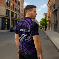 Manua Segaula American Samoa High School Personalized Zipper Polo Shirt Polynesian Wave Style LT9 - Polynesian Pride