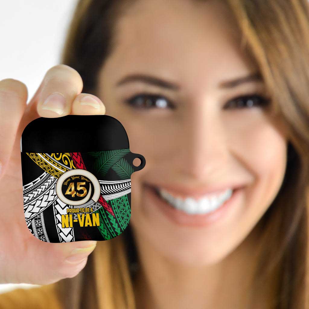 Ni-Van Vanuatu 45th Yumi Yumi Yumi AirPods Case Vanuatuan Boar Tusk Polynesian Pattern LT9 Black - Polynesian Pride