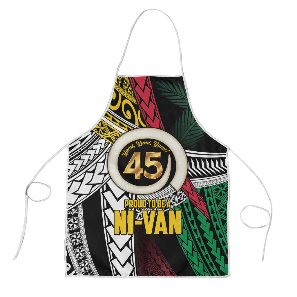 Ni-Van Vanuatu 45th Yumi Yumi Yumi Apron Vanuatuan Boar Tusk Polynesian Pattern LT9 Black - Polynesian Pride