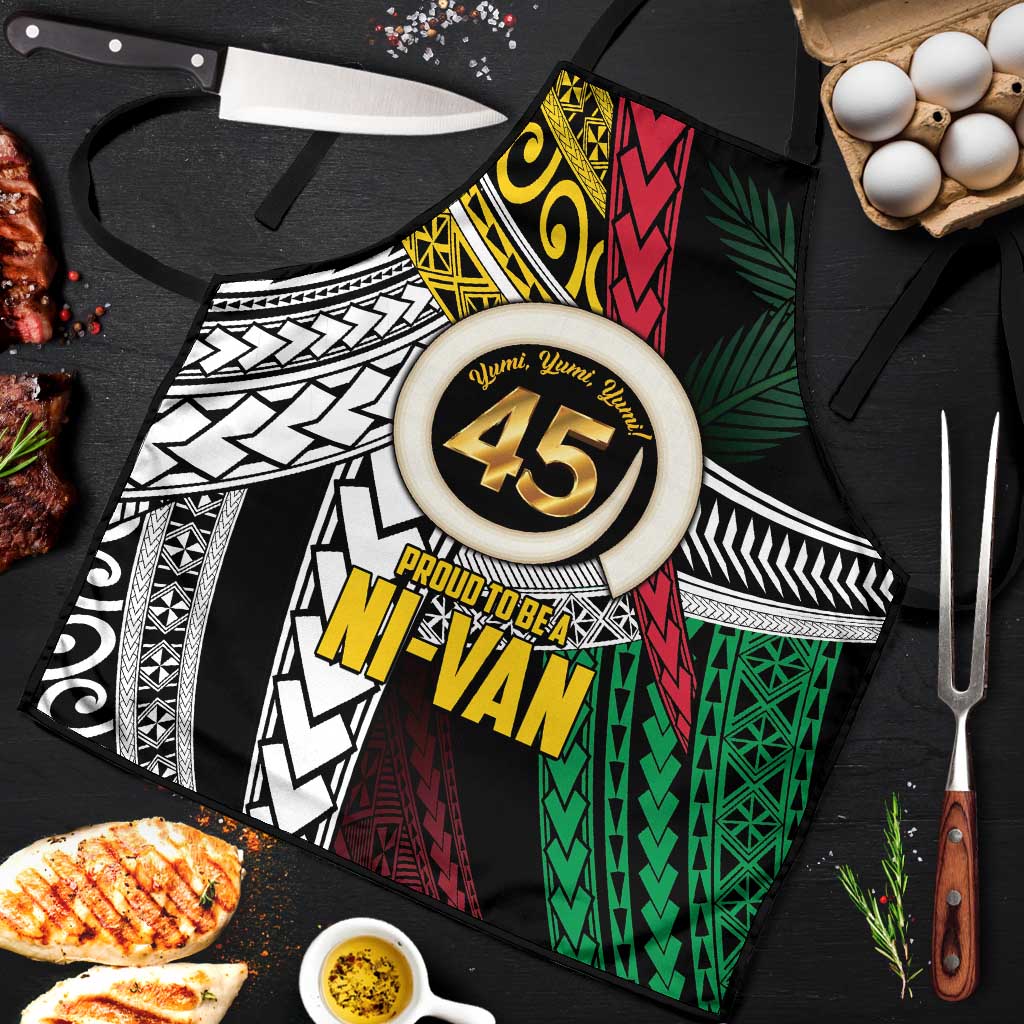 Ni-Van Vanuatu 45th Yumi Yumi Yumi Apron Vanuatuan Boar Tusk Polynesian Pattern LT9 Black - Polynesian Pride