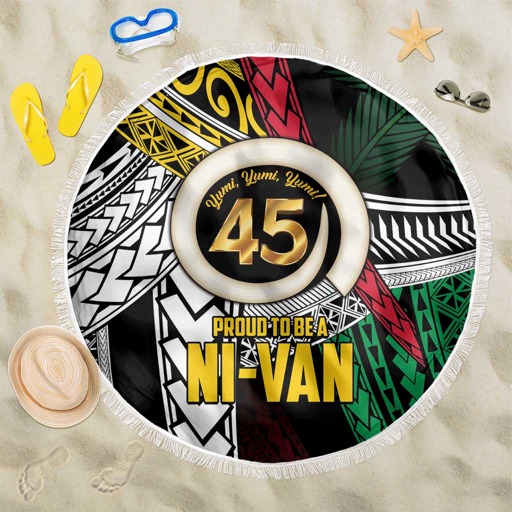 Ni-Van Vanuatu 45th Yumi Yumi Yumi Beach Blanket Vanuatuan Boar Tusk Polynesian Pattern LT9 One Size 150cm Black - Polynesian Pride