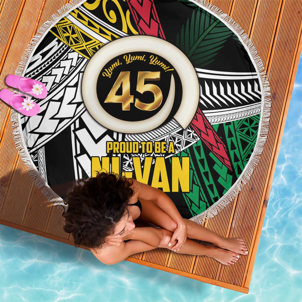 Ni-Van Vanuatu 45th Yumi Yumi Yumi Beach Blanket Vanuatuan Boar Tusk Polynesian Pattern LT9 - Polynesian Pride