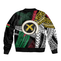 Ni-Van Vanuatu 45th Yumi Yumi Yumi Bomber Jacket Vanuatuan Boar Tusk Polynesian Pattern