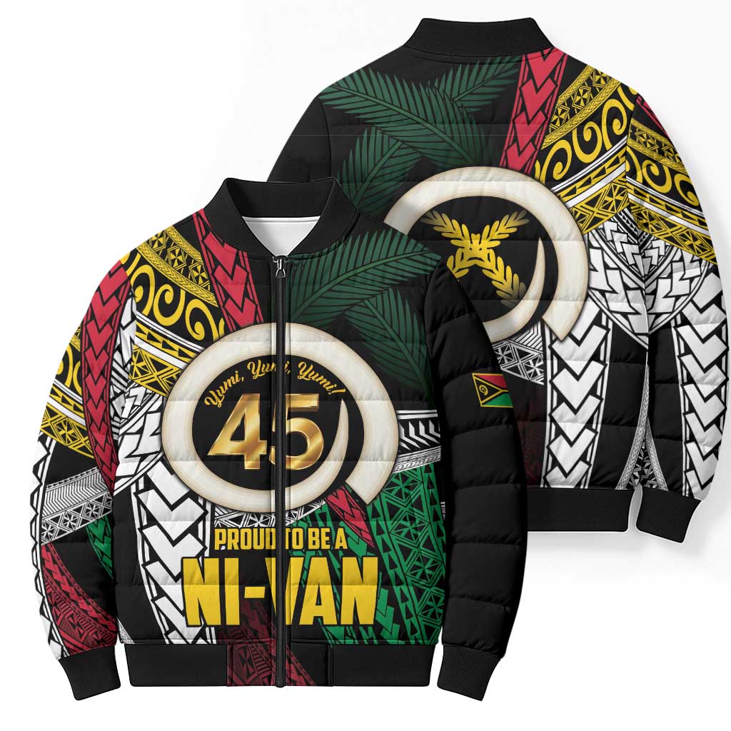 Ni-Van Vanuatu 45th Yumi Yumi Yumi Bomber Puffer Jacket Vanuatuan Boar Tusk Polynesian Pattern LT9 - Polynesian Pride