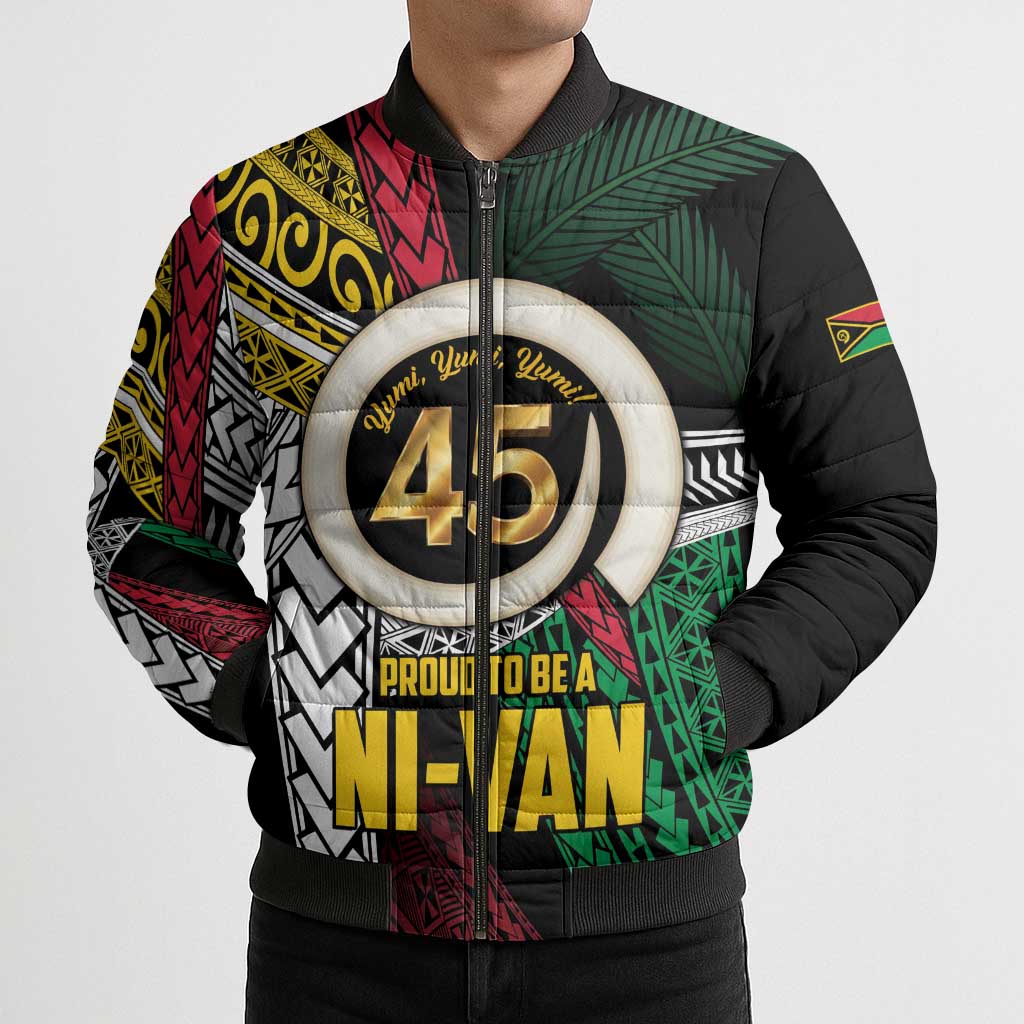 Ni-Van Vanuatu 45th Yumi Yumi Yumi Bomber Puffer Jacket Vanuatuan Boar Tusk Polynesian Pattern LT9 - Polynesian Pride