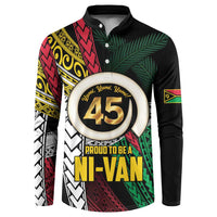 Ni-Van Vanuatu 45th Yumi Yumi Yumi Button Sweatshirt Vanuatuan Boar Tusk Polynesian Pattern LT9 Black - Polynesian Pride