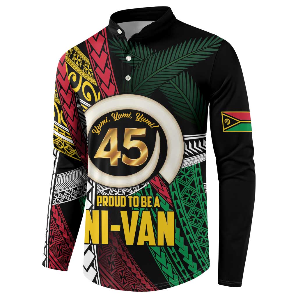 Ni-Van Vanuatu 45th Yumi Yumi Yumi Button Sweatshirt Vanuatuan Boar Tusk Polynesian Pattern LT9 - Polynesian Pride