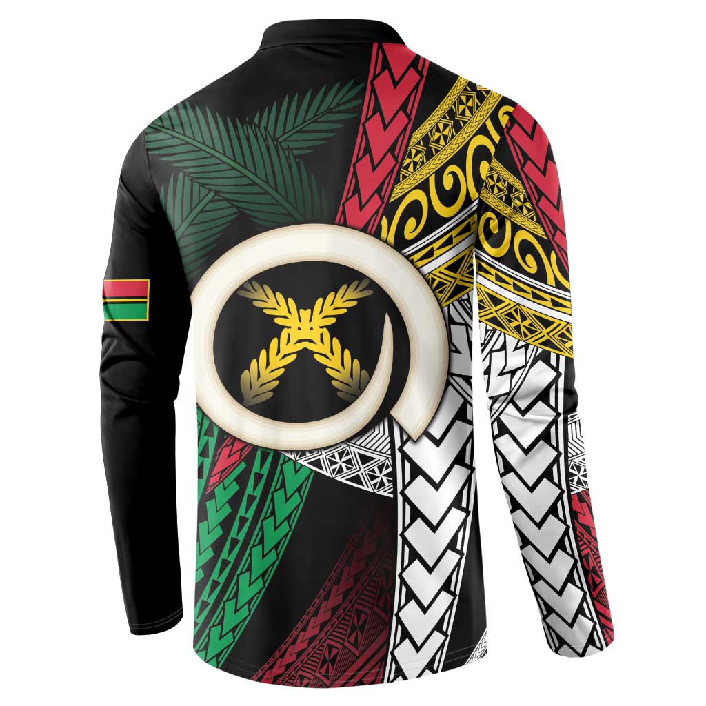 Ni-Van Vanuatu 45th Yumi Yumi Yumi Button Sweatshirt Vanuatuan Boar Tusk Polynesian Pattern LT9 - Polynesian Pride