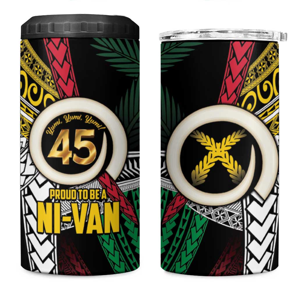 Ni-Van Vanuatu 45th Yumi Yumi Yumi 4 in 1 Can Cooler Tumbler Vanuatuan Boar Tusk Polynesian Pattern LT9 One Size: 16 oz Black - Polynesian Pride
