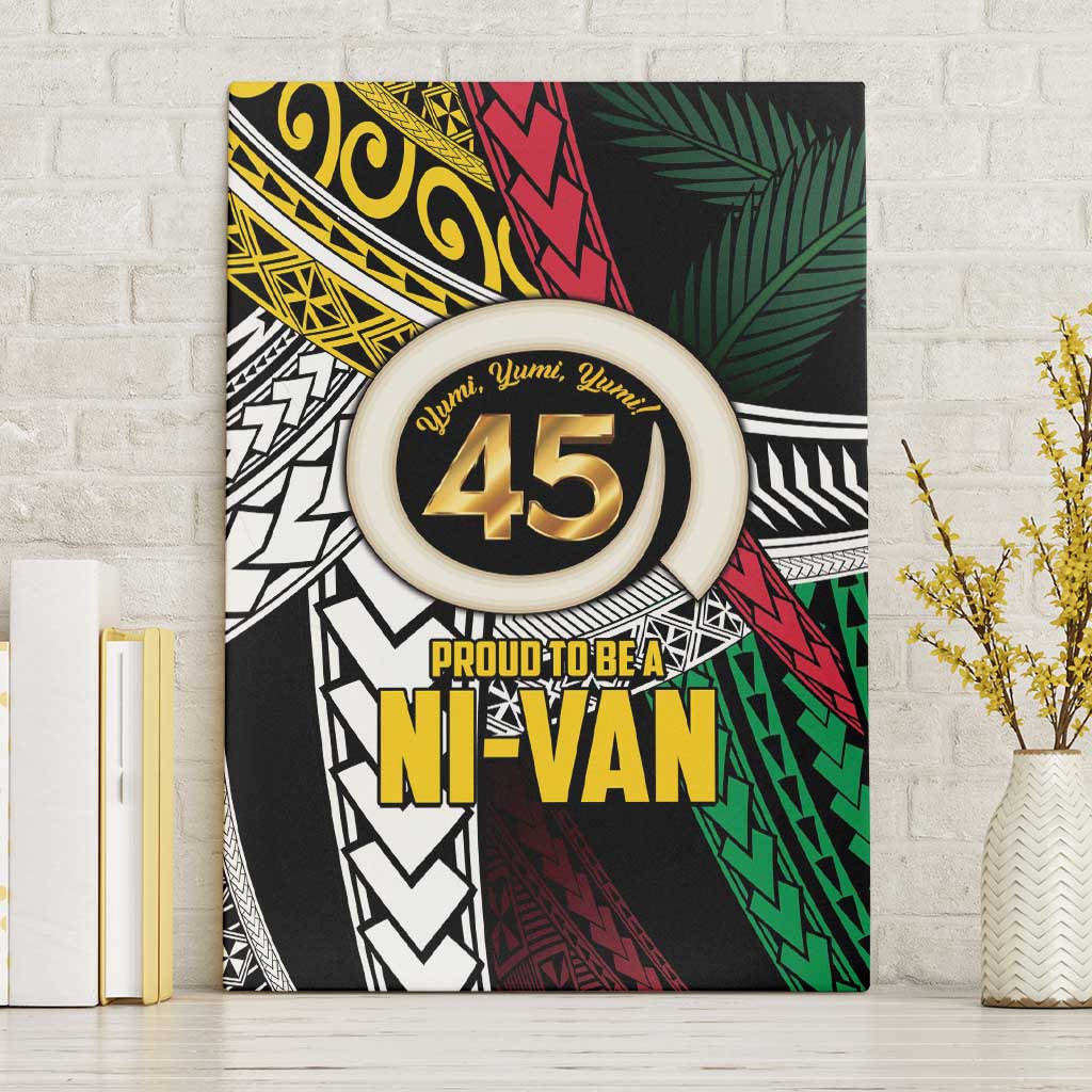 Ni-Van Vanuatu 45th Yumi Yumi Yumi Canvas Wall Art Vanuatuan Boar Tusk Polynesian Pattern LT9 Without Frame Black - Polynesian Pride