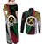 Ni-Van Vanuatu 45th Yumi Yumi Yumi Couples Matching Off Shoulder Maxi Dress and Long Sleeve Button Shirt Vanuatuan Boar Tusk Polynesian Pattern