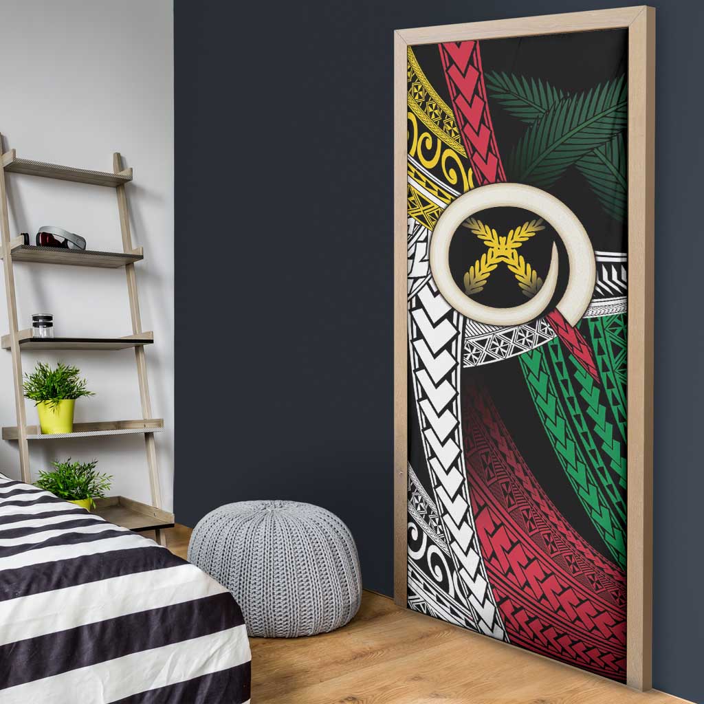 Ni-Van Vanuatu 45th Yumi Yumi Yumi Door Cover Vanuatuan Boar Tusk Polynesian Pattern LT9 - Polynesian Pride