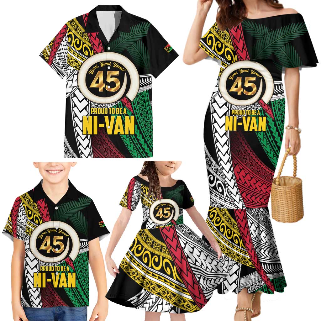 Ni-Van Vanuatu 45th Yumi Yumi Yumi Family Matching Mermaid Dress and Hawaiian Shirt Vanuatuan Boar Tusk Polynesian Pattern LT9 - Polynesian Pride