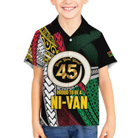 Ni-Van Vanuatu 45th Yumi Yumi Yumi Family Matching Off Shoulder Maxi Dress and Hawaiian Shirt Vanuatuan Boar Tusk Polynesian Pattern
